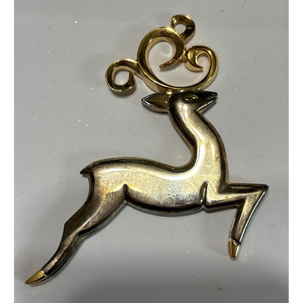 Vintage Lenox Christmas Reindeer Ornament Gold Tone 3"